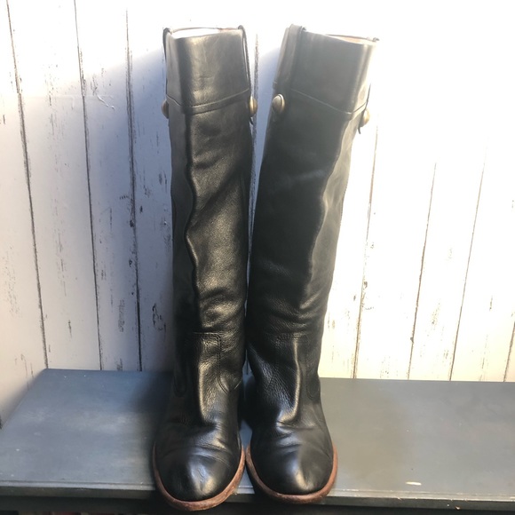 Black Leather Knee-High Boots - Picture 6 of 11